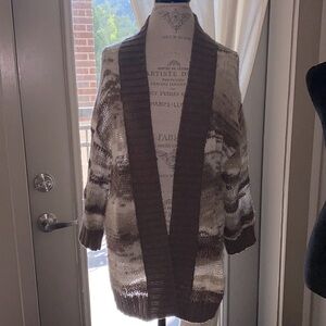 Caslon women’s Small striped neutral tones sweater cardigan jacket winter coat S